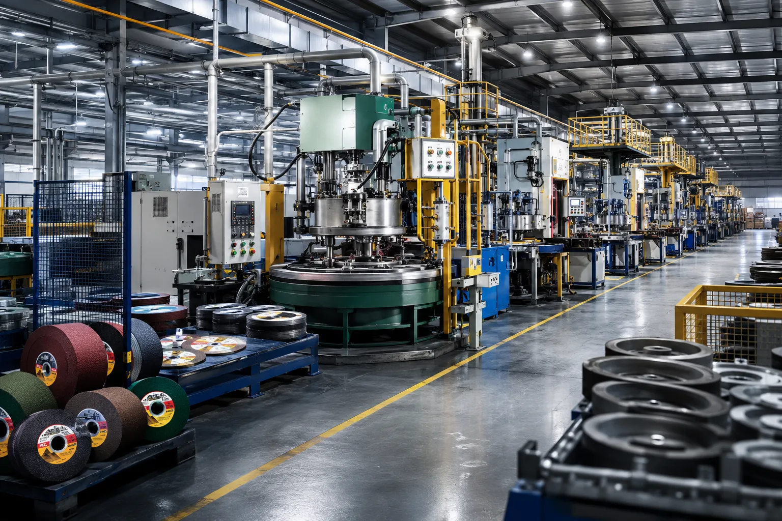 Abrasive wheel manufacturing production line