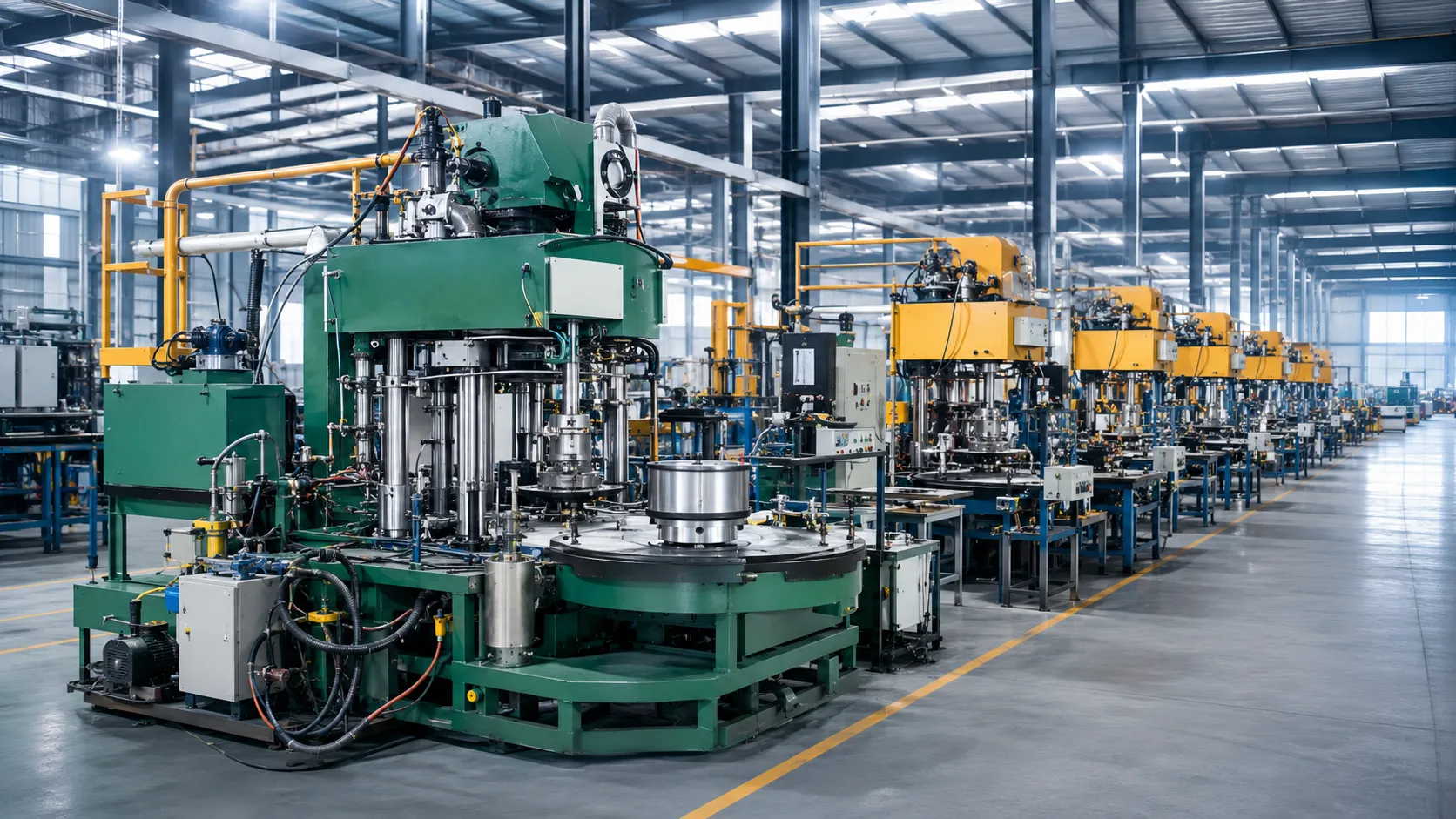 Abrasive wheel production line in factory
